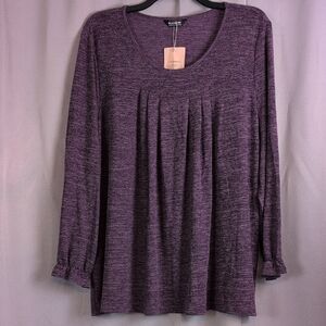 BloomChic Purple Pleated Blouse Relaxed Fit